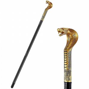 מקל נחש מפואר עם ראש נחש מוזהב מקל נחש מפואר עם ראש נחש מוזהב