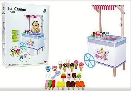 עגלת גלידה וארטיקים מעץ, במבינו צעצועים