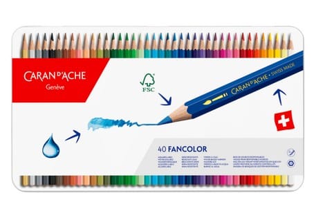 קרנדש סט 40 צבעי עיפרון אקוורל Caran-Dache, במבינו צעצועים