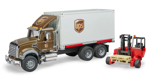 Bruder ברודר משאית UPS + מלגזה MACK, במבינו צעצועים