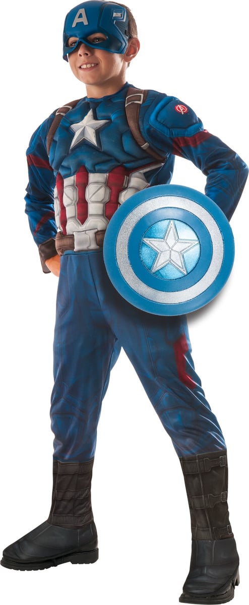 תחפושת קפטן אמריקה שרירי דלוקס ומגן של חברת רוביס