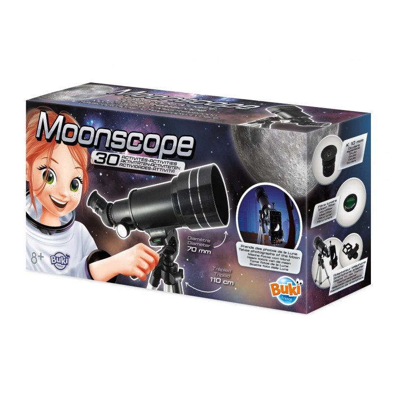 Buki טלסקופ לילדים ירח 30 פעילויות כולל חיבור לטלפון