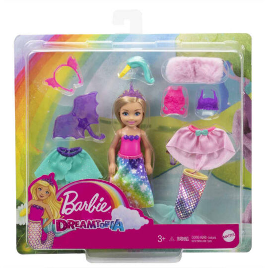 בובה ברבי צ'לסי מארז בובה עם מגוון תלבושות Barbie