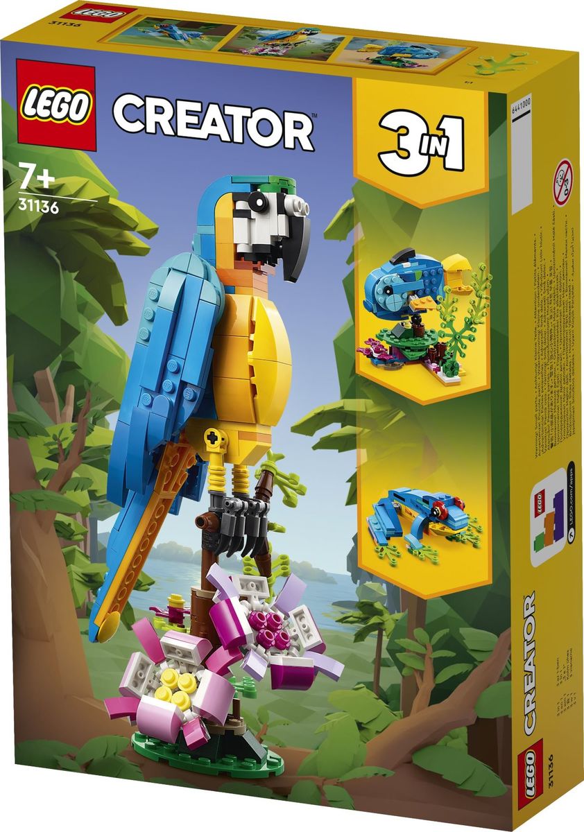 לגו קריאטור 3 ב-1 תוכי אקזוטי 31136 Lego Creator