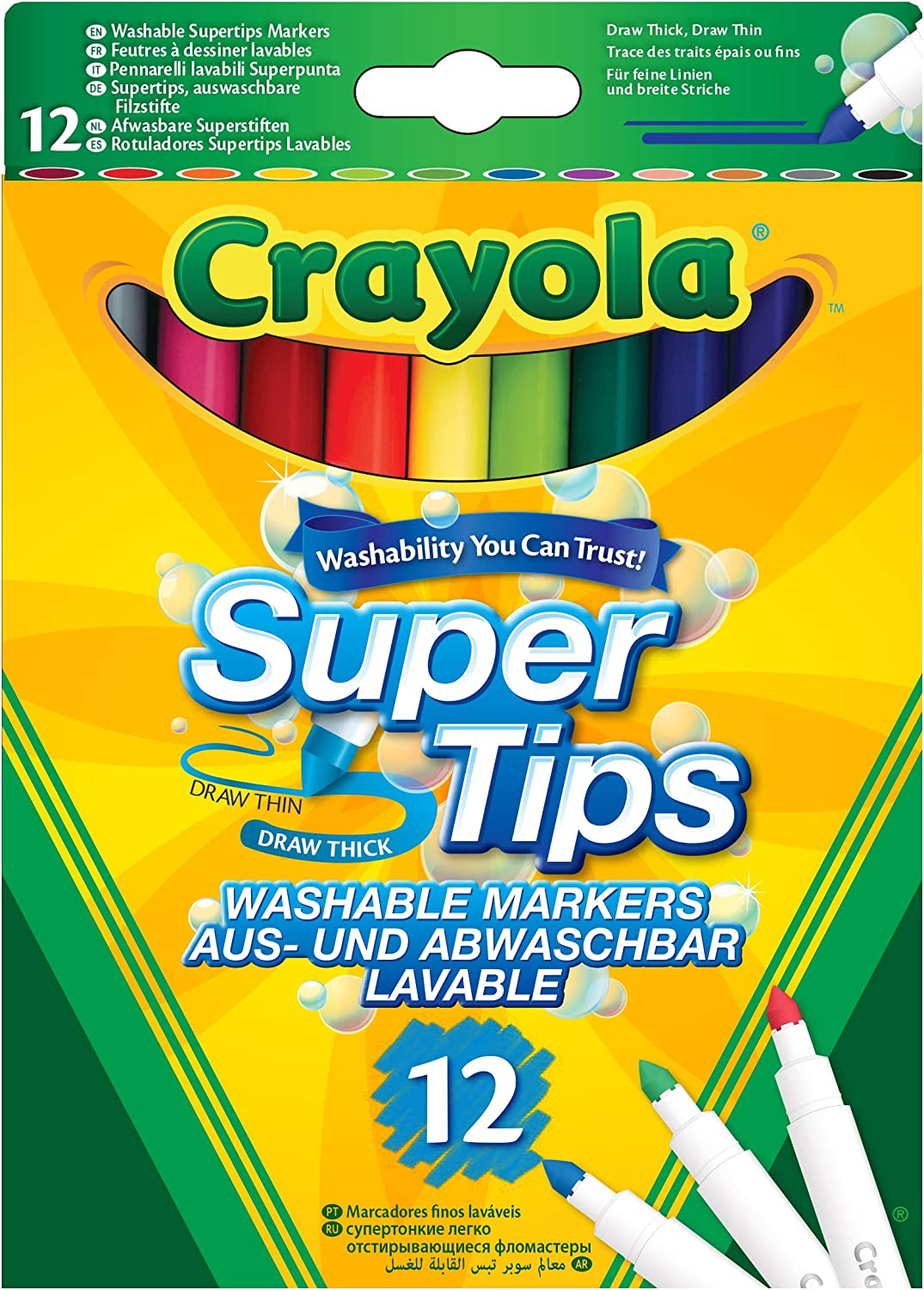 Crayola קריולה טושים סופר חוד רחיצים 12 יחידות
