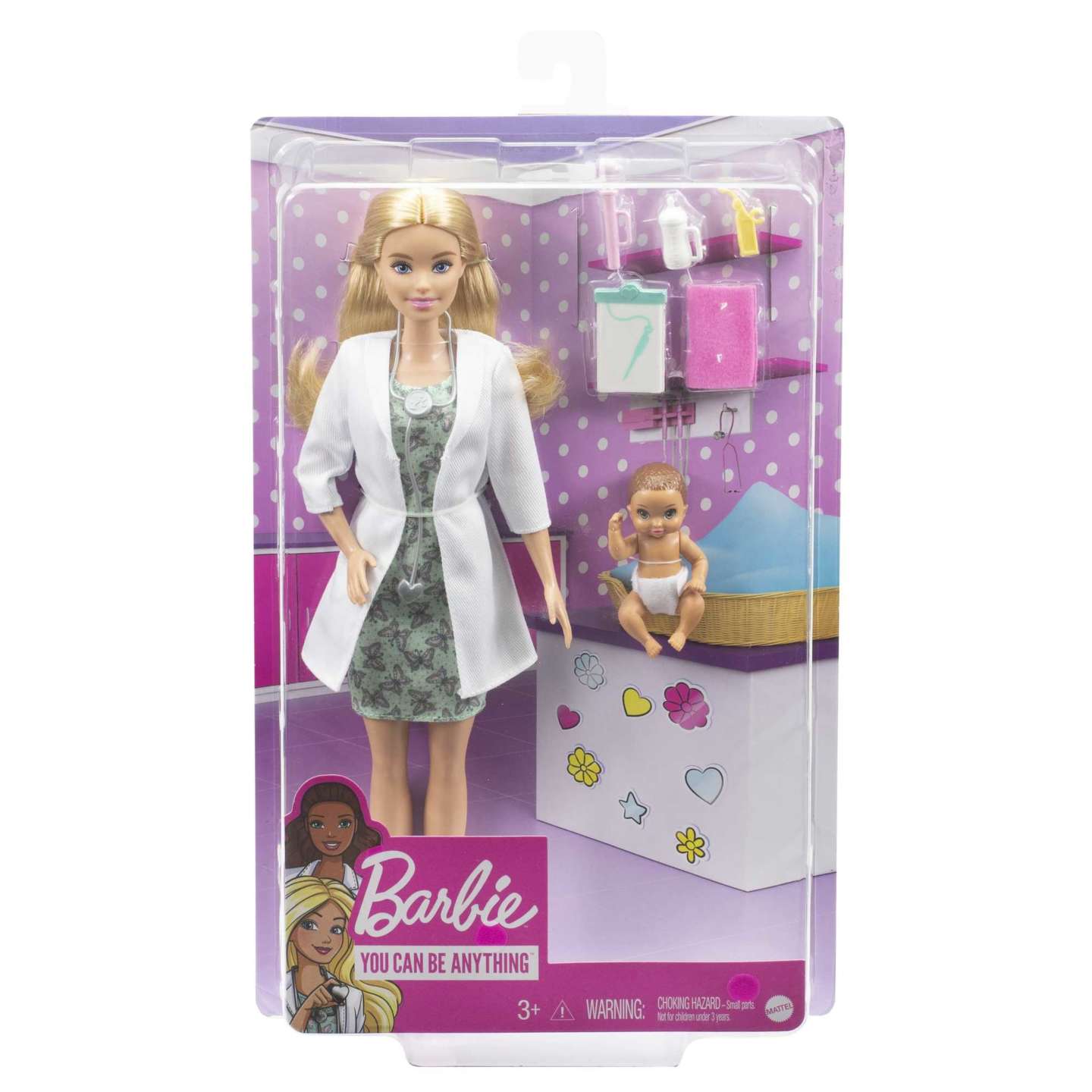 Barbie ברבי רופאה עם תינוק ואביזרים